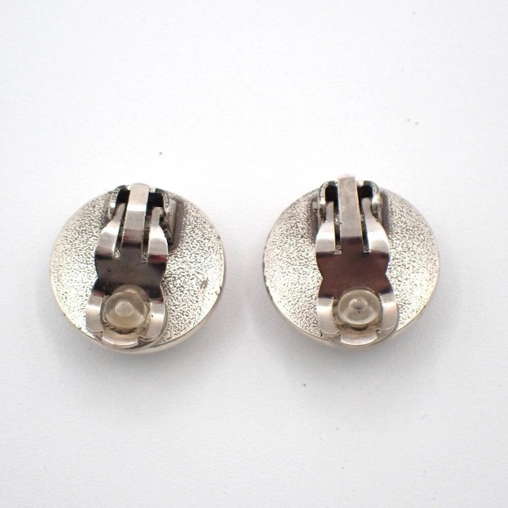 CHANEL CC Logo Round Button 99P Earrings Clip-On Clear SHW France 64RL668 - Picture 4 of 15